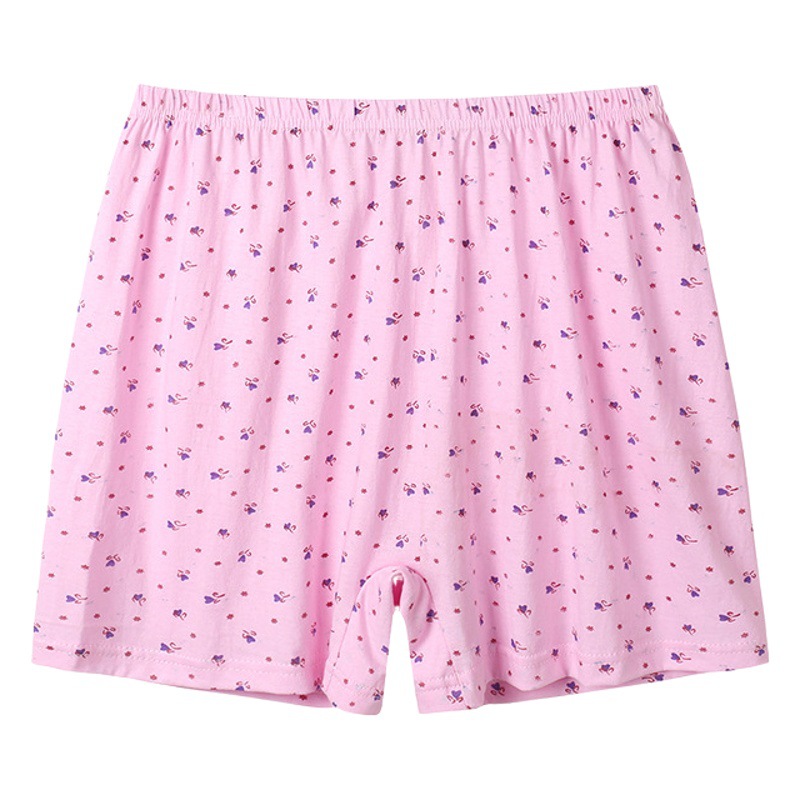 Middle-Aged and Elderly Women's Boxer Briefs, Cotton, Elderly Mother's Underwear, Boxer Briefs, Mid-Waist, Loose, Breathable and Fattening