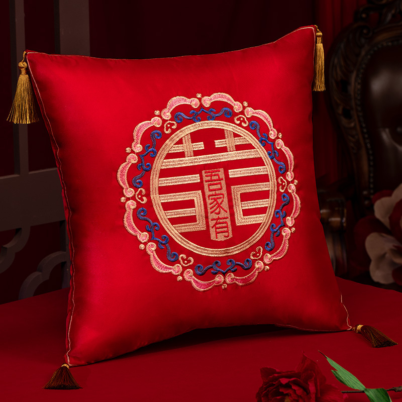 Picture of Wedding pillow a pair of red XI-shaped sofa cushion wedding supplies collection wedding room wedding festive wedding pillow