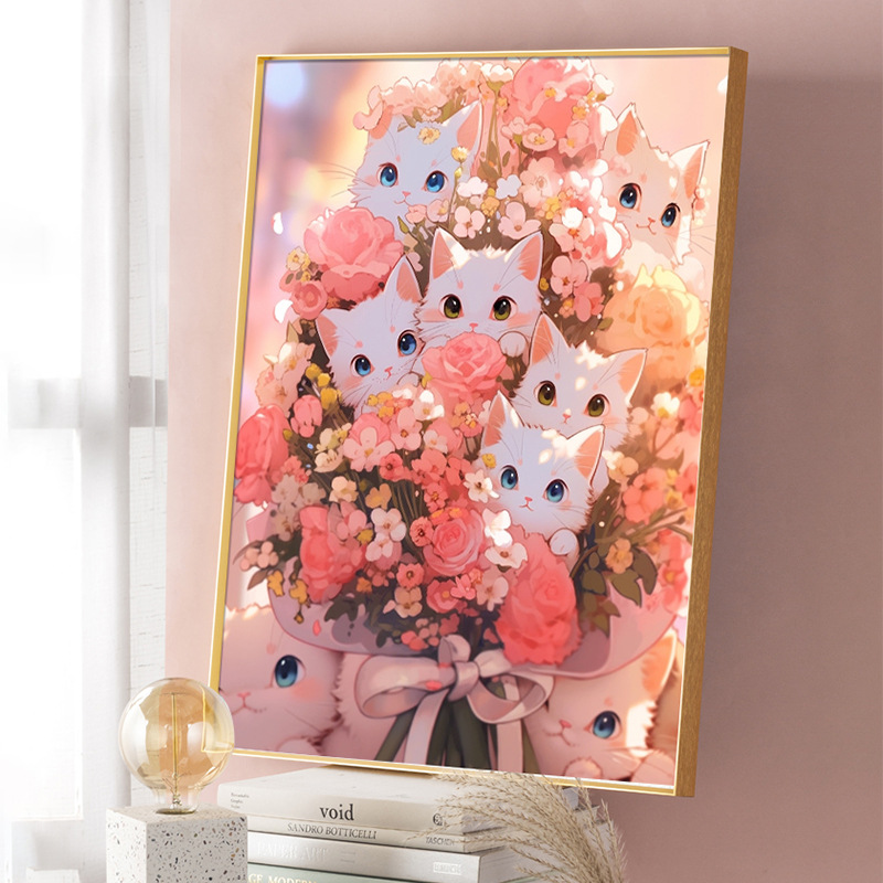 Picture of Cartoon bouquet digital oil painting diy oil painting handmade coloring paint painting filling hand painted decorative painting