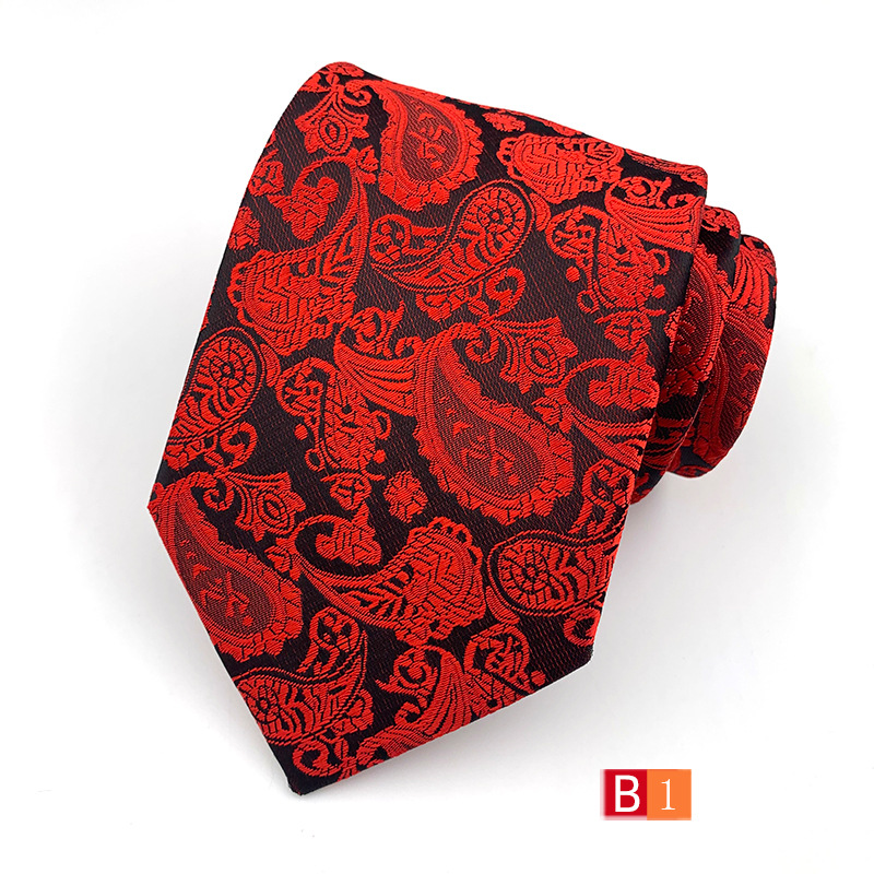 Picture of Tie Men's Polyester Jacquard Fabric Tie Cashew Flower Paisley 18 Color Men's Tie Factory Wholesale