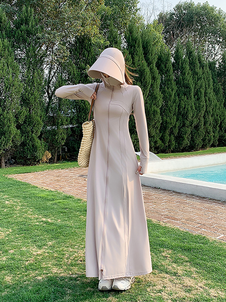 Moxun Romantic 2025 Summer New Long Full Body Sun Protection Clothing Women's Ice Silk Dress Anti-Uv Sun Protection Clothing