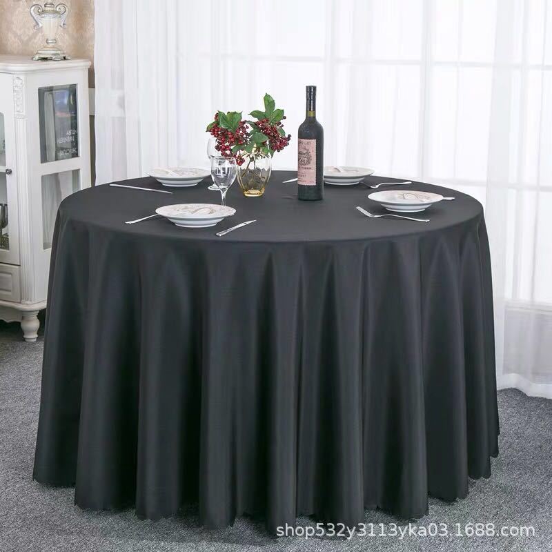 Picture of Large Round Table Restaurant Tablecloth Hotel Restaurant Banquet Family Usable Round Wedding European Tablecloth Table Cover Cross-Border