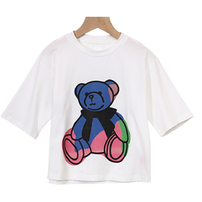 Korean Children's Wear Boys and Girls Pure Cotton T-shirt 2023 Summer New Korean Style Girl's BF Style Mid-length Short-sleeve Dress Trendy