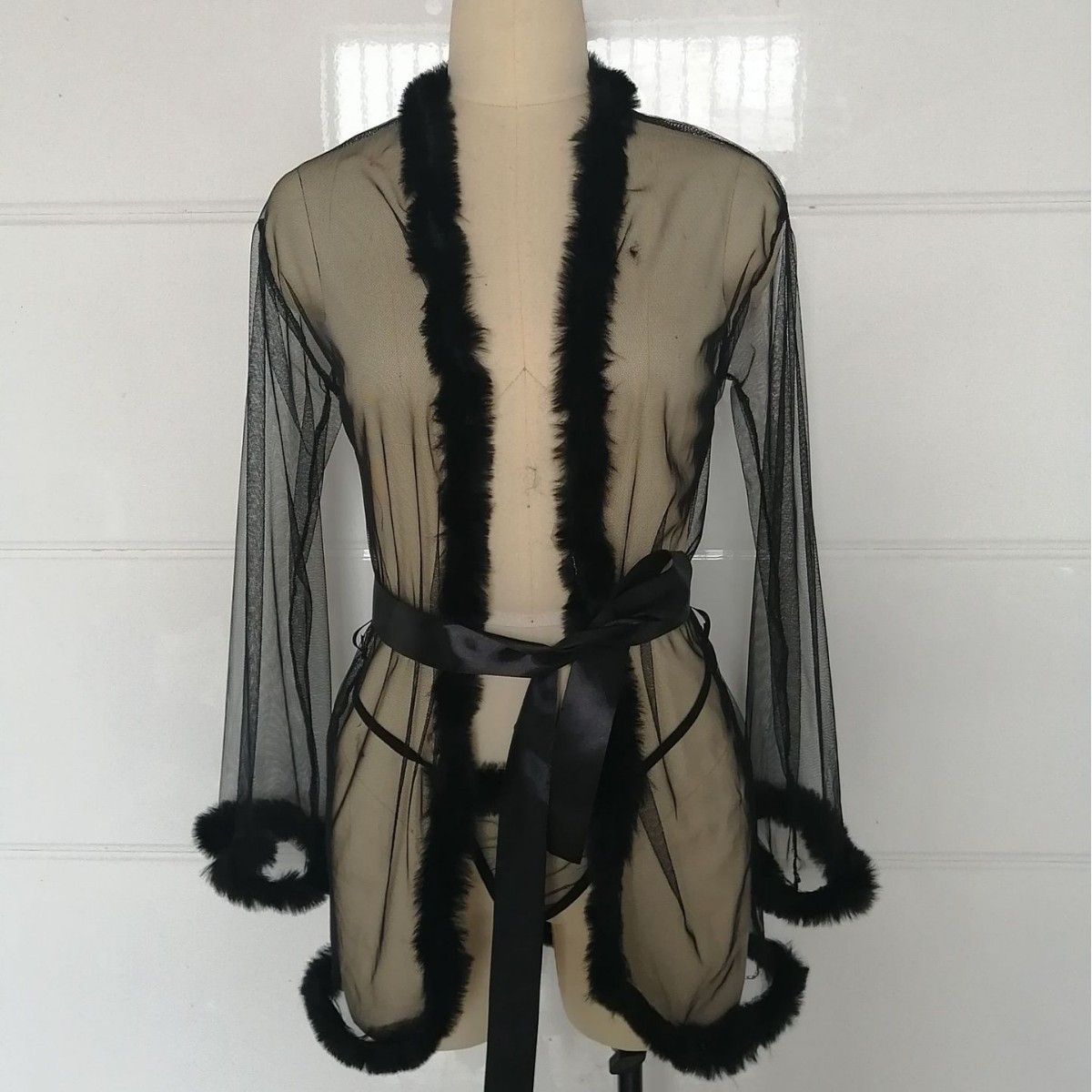 European and American sexy lingerie bathrobe mesh eyelash lace nightdress sexy pajamas lace underwear S-3XL