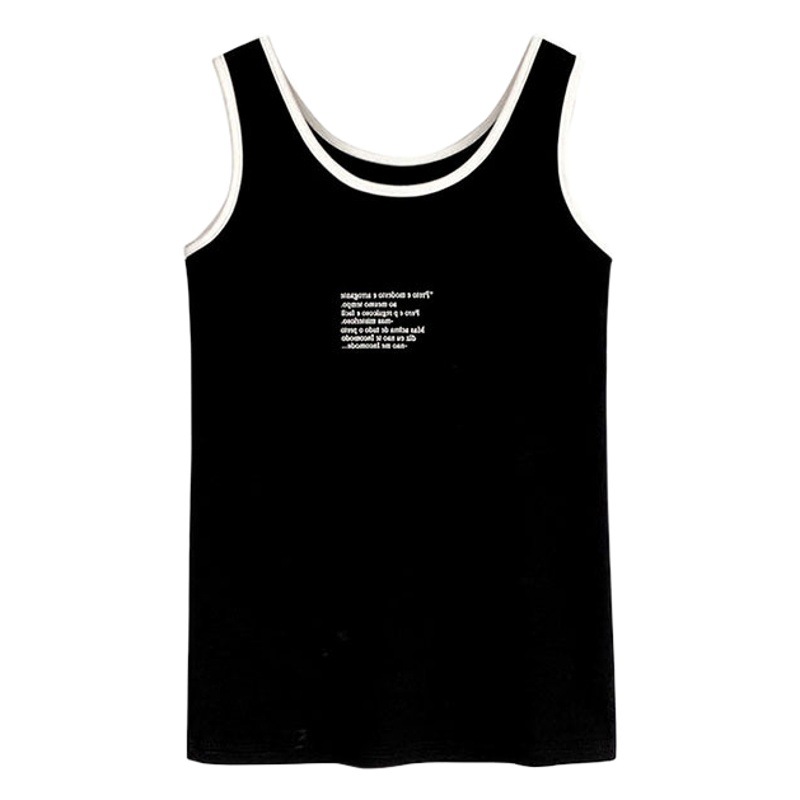 chubby girl plus size Color Contrast Camisole Women's Summer Sports Inner Wear White Base Shirt Top Instagram Trendy