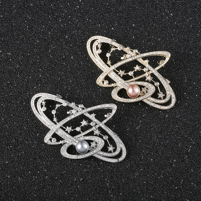 Temu Hot-Selling European and American Creative Universe Planet Pin Galaxy Starry Sky Ladies High-End Brooch Clothing in Stock