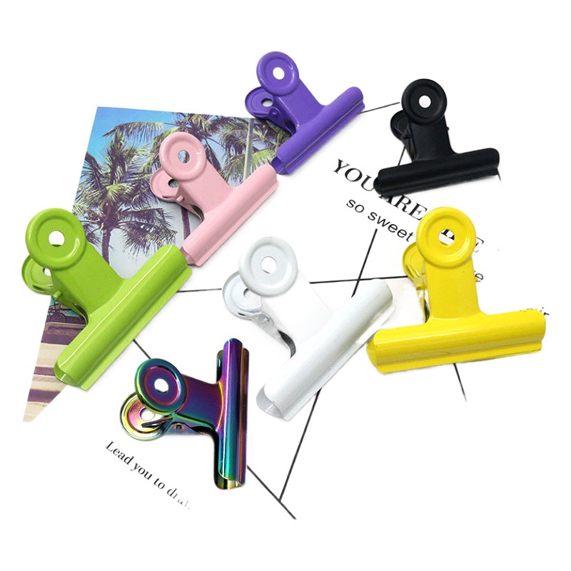 Picture of Stationery clip creative metal clip bill clip Japanese metal clip long tail clip 22mm black paint round clip