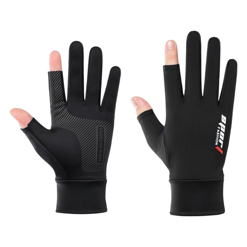 Sun Protection Gloves for Men, Summer Half-Finger Thin Non-Slip Ice Silk Gloves for Driving, Cycling, Fishing, Half-Finger Gloves