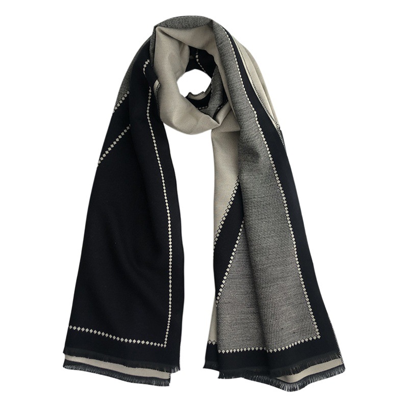High weight 400g Korean style scarf women's large shawl autumn and winter thickened warm double-sided cashmere-like dual-use long scarf