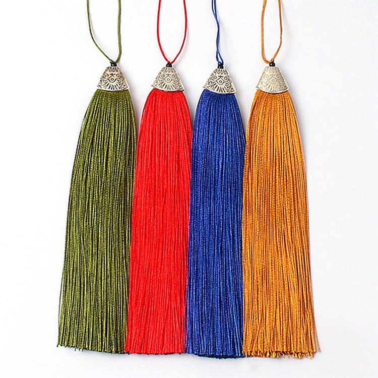 18CM long metal flat fish mouth tassel tassel accessories clothing accessories bookmark tassel Chinese knot tassel hanging tassel