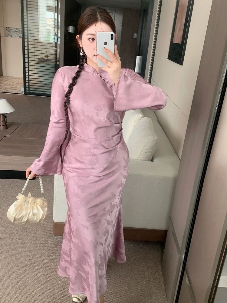 Picture of Retro style 2024 autumn new chubby girl plus size temperament national style dress new Chinese style improved super fairy cheongsam women