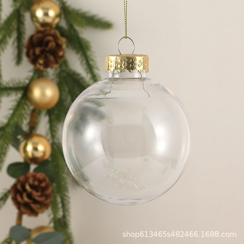 Picture of Transparent Christmas Ball Seamless Hollow Pet Plastic Christmas Ball Decoration Window Hanging Ball Christmas Tree Pendant