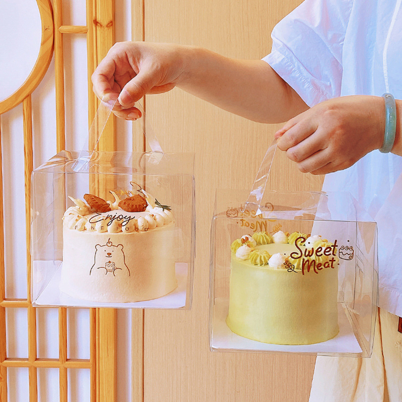 Cake packing box 3 inch 4 inch small 4 inch high transparent box 3/5/6 inch Mu Si West Point birthday portable box