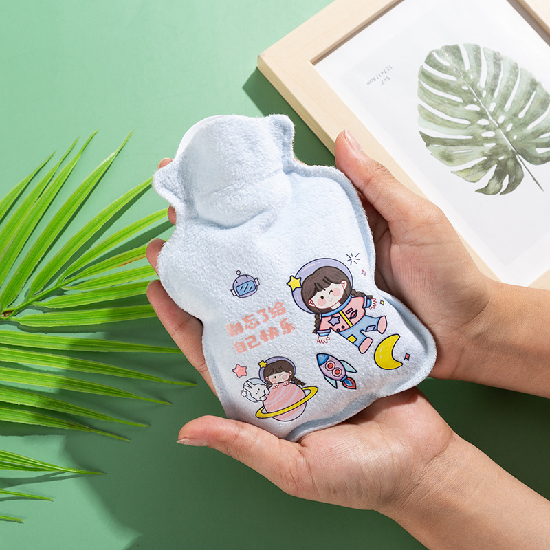 Picture of Cartoon plush water injection hot water bag student explosion-proof warm handbag double thick fleece-lined warm water bag