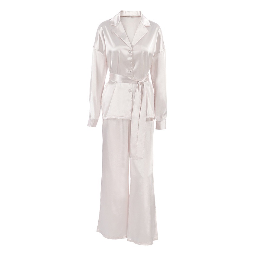 2025 Spring New European and American Nightgown Loose Comfortable Trousers Silk-like Casual Women's Home Clothes French suit