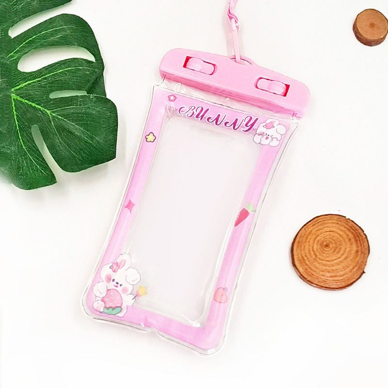 Picture of Cartoon Mobile Phone Waterproof Bag with Lanyard Air Bag Floating Mobile Phone Universal Touch Screen Swimming Mobile Phone Waterproof Protective Cover