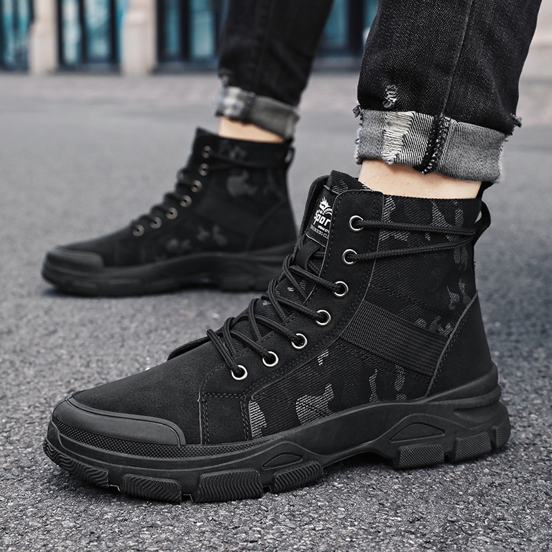 Camouflage Martin Boots Men's Autumn and Winter Outdoor Wear-resistant Workwear Boots Men's Breathable High-top Shoes New Non-slip Men's Shoes