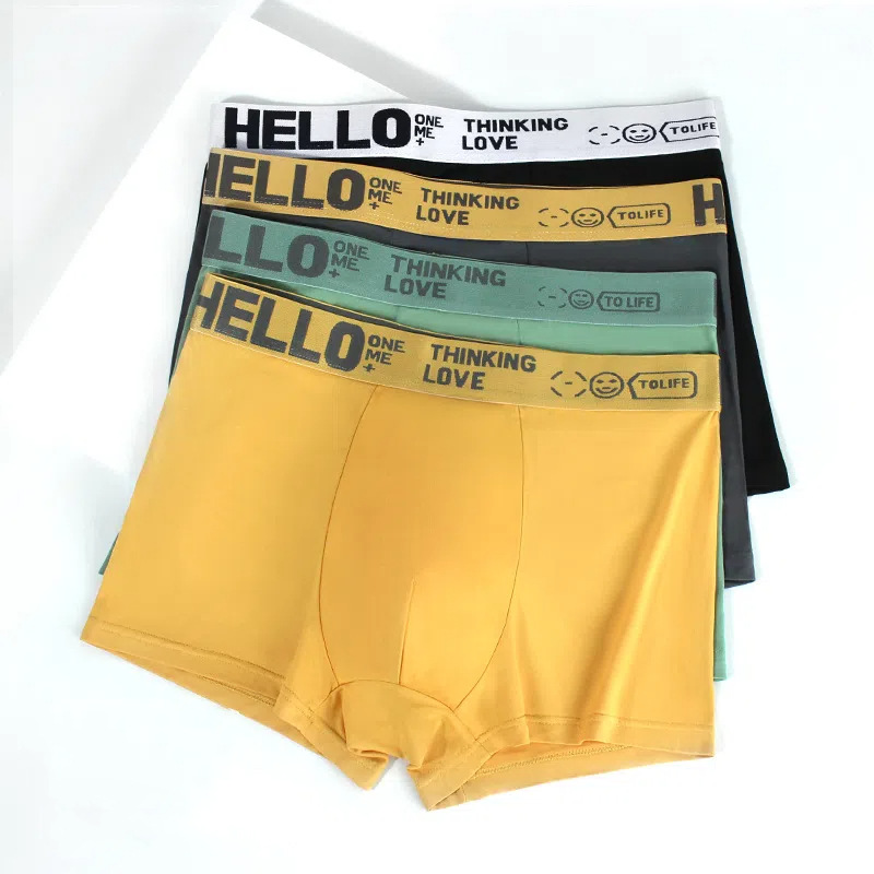 HELLO Men's Underwear plus size Boxers Comfortable Breathable Mid-Waist Loose Youth Sports Cute Trousers