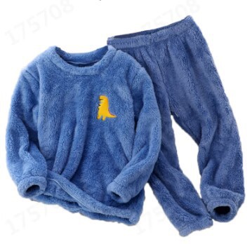 Picture of 2024 Amazon independent station new children's clothing home wear flannel cartoon embroidered suit boys and girls wear
