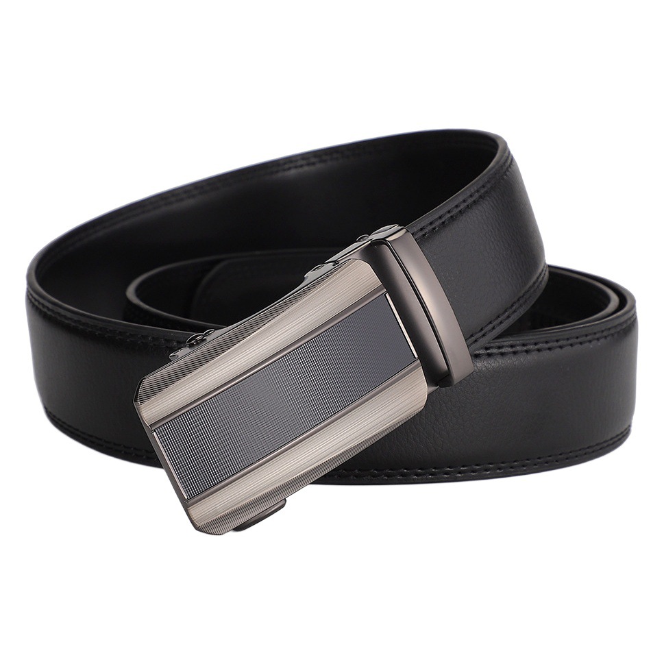 2023 New Men's Belt Men's Genuine Leather Alloy Automatic Buckle Cowhide Belt All-match Business High-end Trendy Trouser Belt