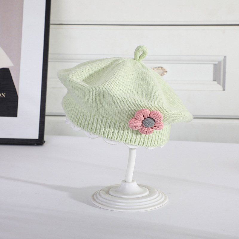 Picture of Baby Hat Autumn and Winter Women's Baby Cute Flower Beret Children's Wool Hat Girls' Knitted Painter Hat Trendy