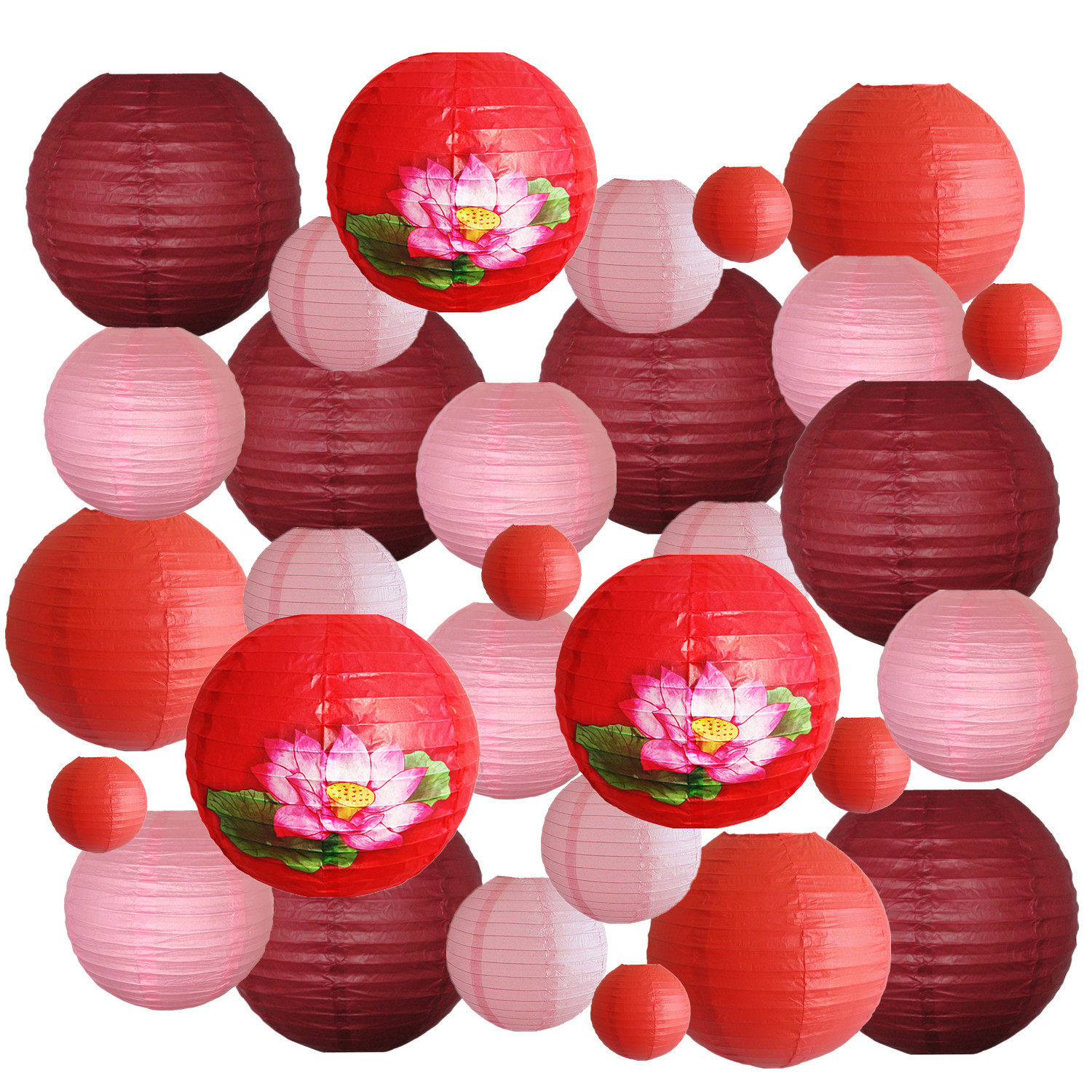 Picture of Spring, Summer, Autumn and Winter Colorfulful Paper Lanterns Round Foldableable Paper Art Combination Set Hanging Lanterns