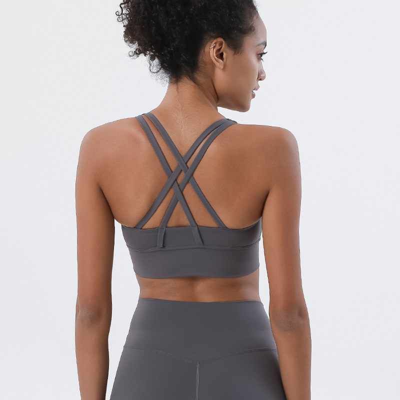 Picture of 2022 new double-sided brushed cross back sports underwear shockproof push up yoga sports bra fitness vest