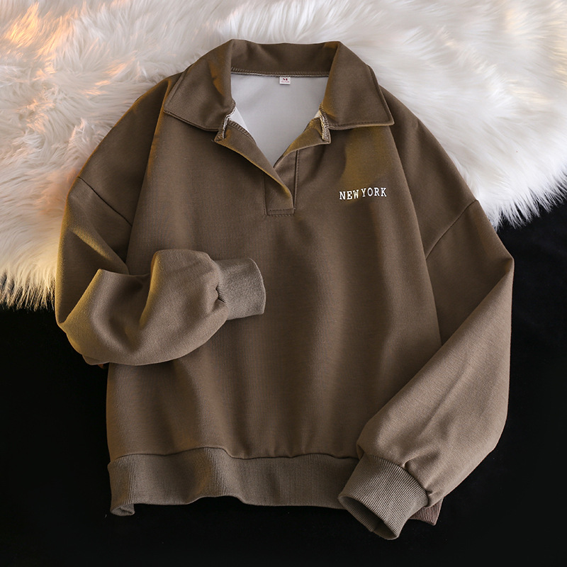 Picture of Cross-border polo Collar Sweater Women's Spring and Autumn Thin Loose New Fashion Brand Korean Style chic Hong Kong Style Top Long Sleeve Jacket