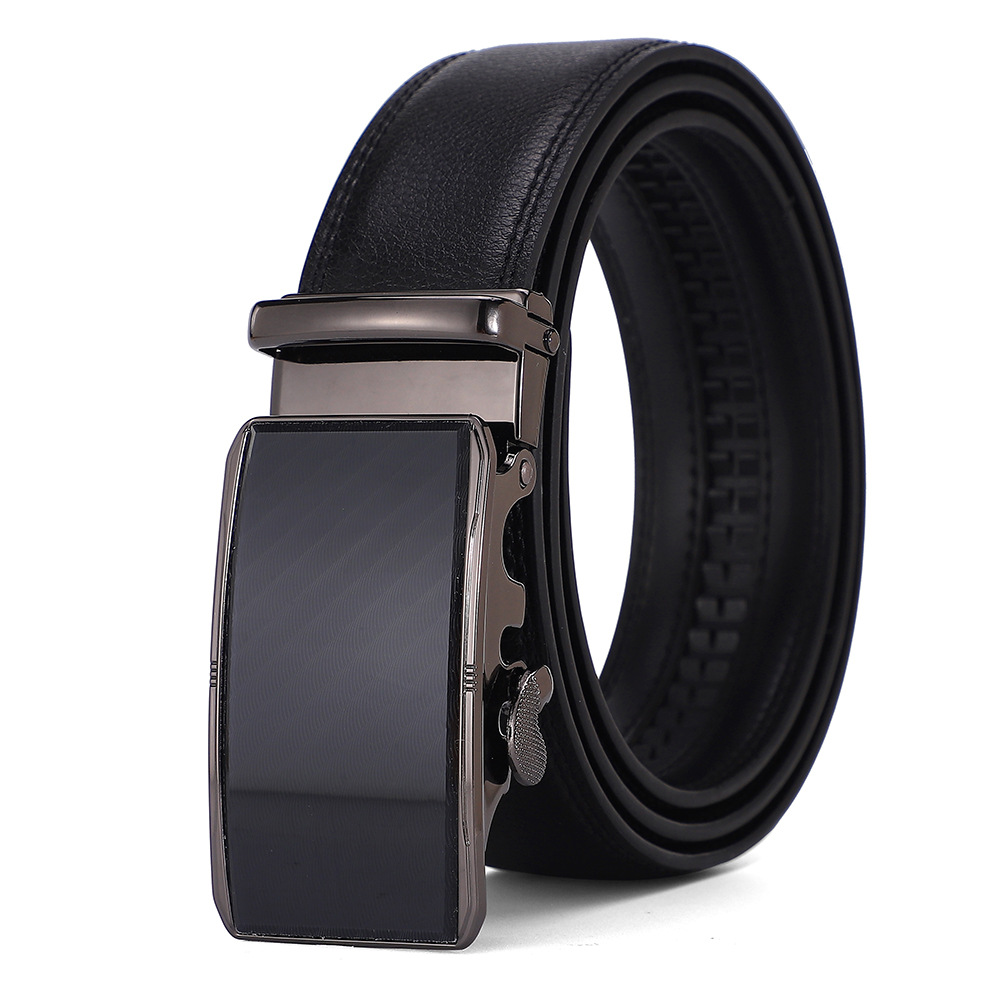 Two-Layer Cowhide Belt Outdoor Casual Men's Belt Zinc Alloy Automatic Buckle Jeans Belt Source Factory Wholesale