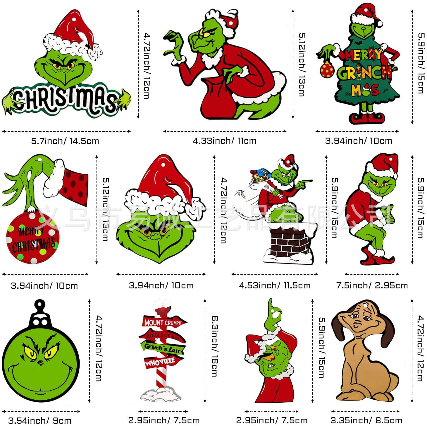 Picture of Grinch Theme Party Hanging Ornaments Hanging Ornaments Gift Hanging Tugs Decorative Hanging Tugs Christmas Tree Paper Card Pendant Ornaments