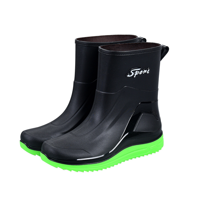 Picture of Fashion mid-barrel rain shoes men's non-slip water shoes warm short barrel rain boots men's bunched water boots wholesale rubber shoes men's cross-border