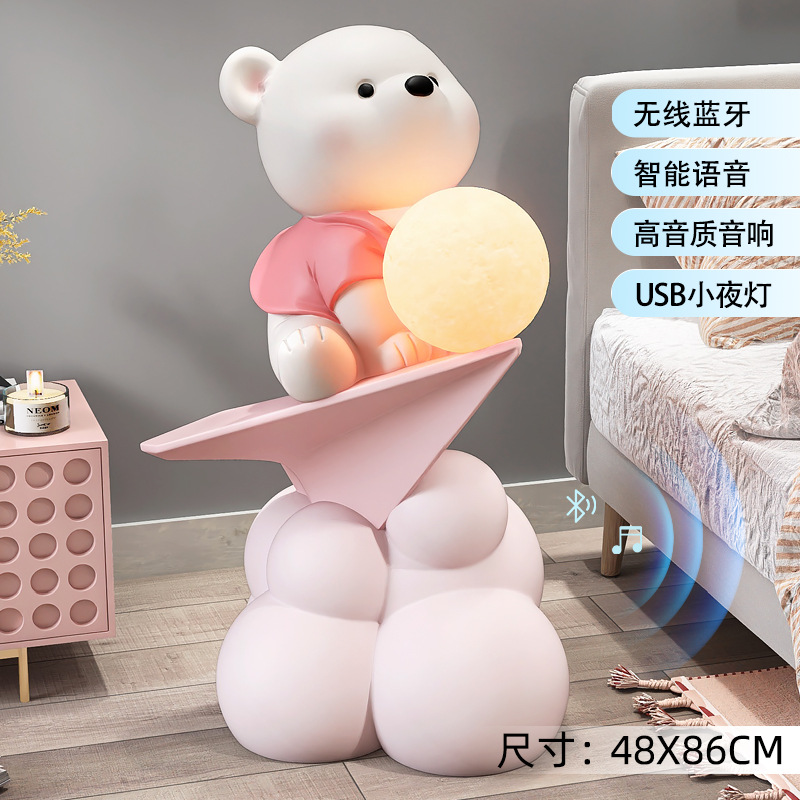 Picture of Creative Bear Moving Gift Large Floor-Standing Ornaments Living Room Tv Cabinet Next to the Sofa Accessible Luxury Home Decorations