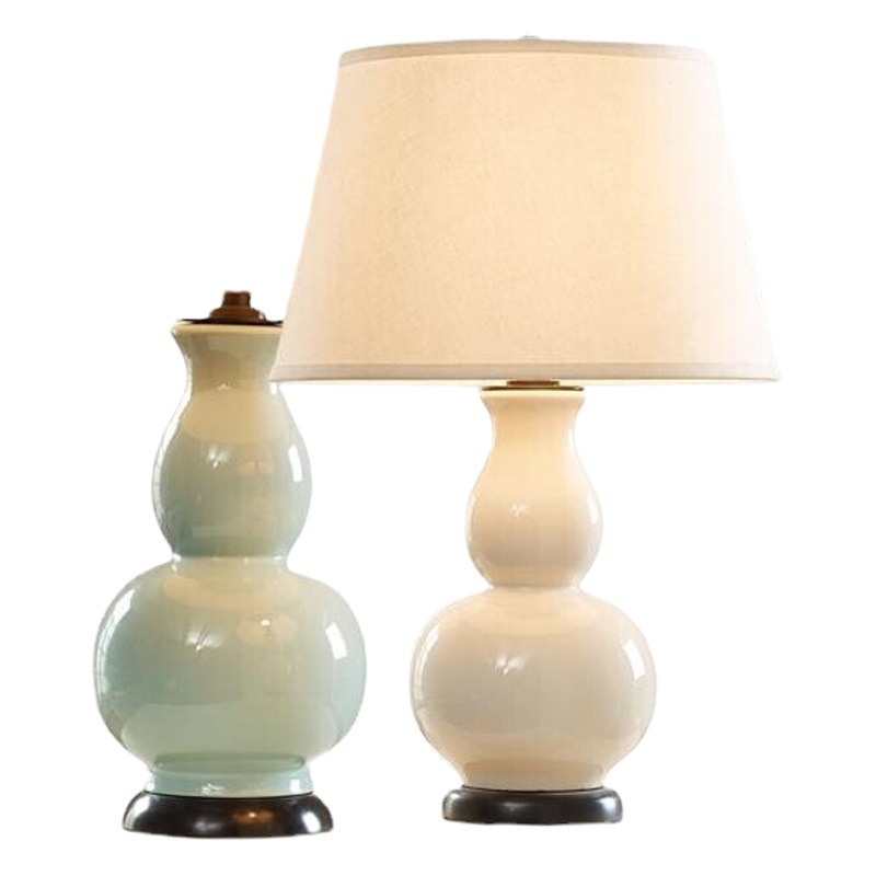 American Creative Ceramic Gourd Table Lamp Bedside Lamp Retro Living Room Study Decorative Lamp Simple American Lamp European Style