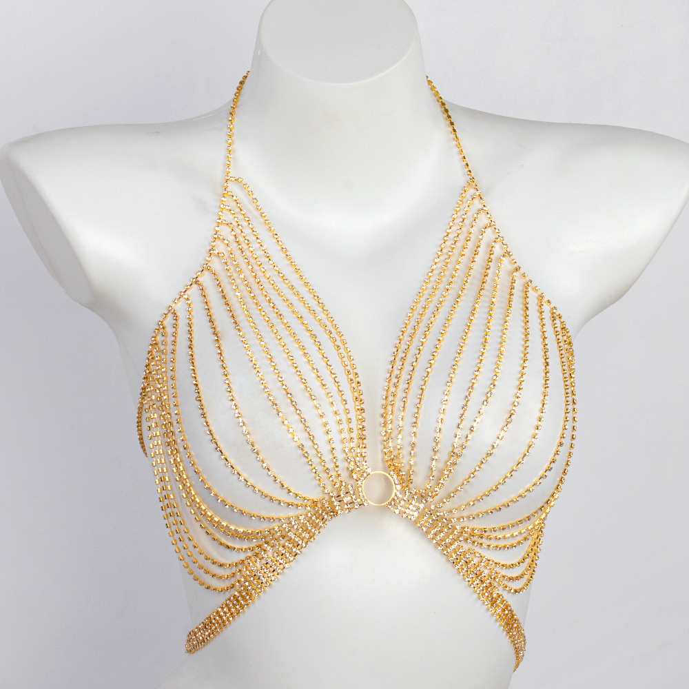 Chest Chain Cross-Border E-Commerce Hot-Selling Geometric Shiny Rhinestone Chain Sexy Nightclub Bikini Body Chain Sexy Nightclub Style