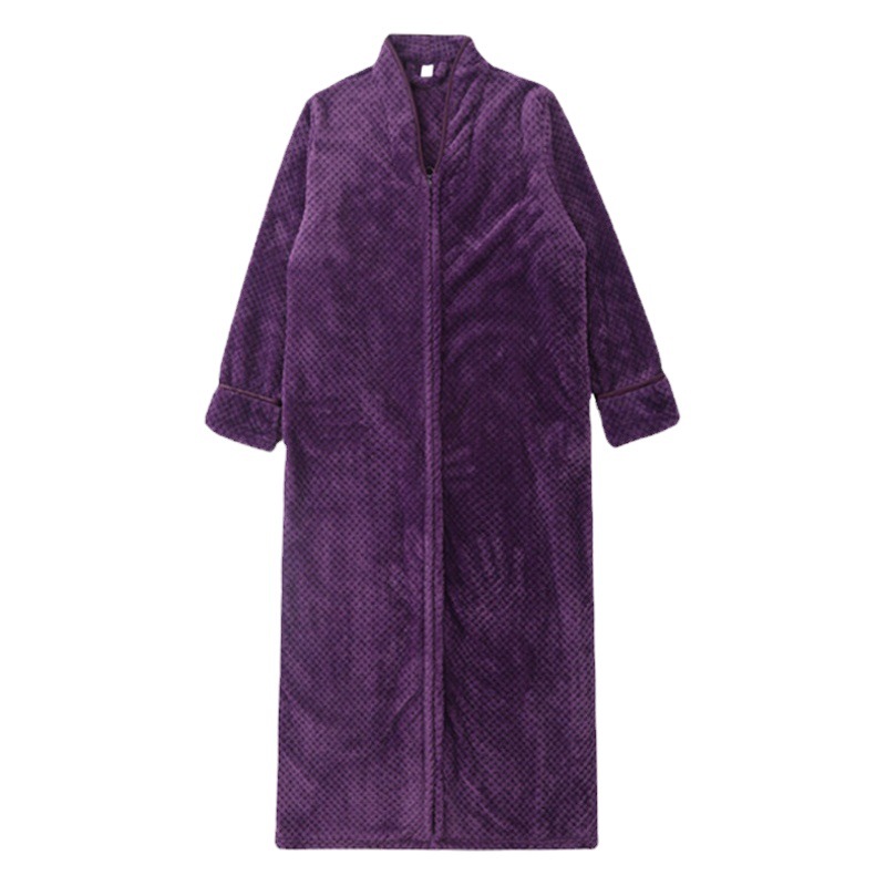 Autumn and Winter flannel nightdress for women thickened lengthened pineapple plaid nightgown couple bathrobe men's pajamas home wear wholesale