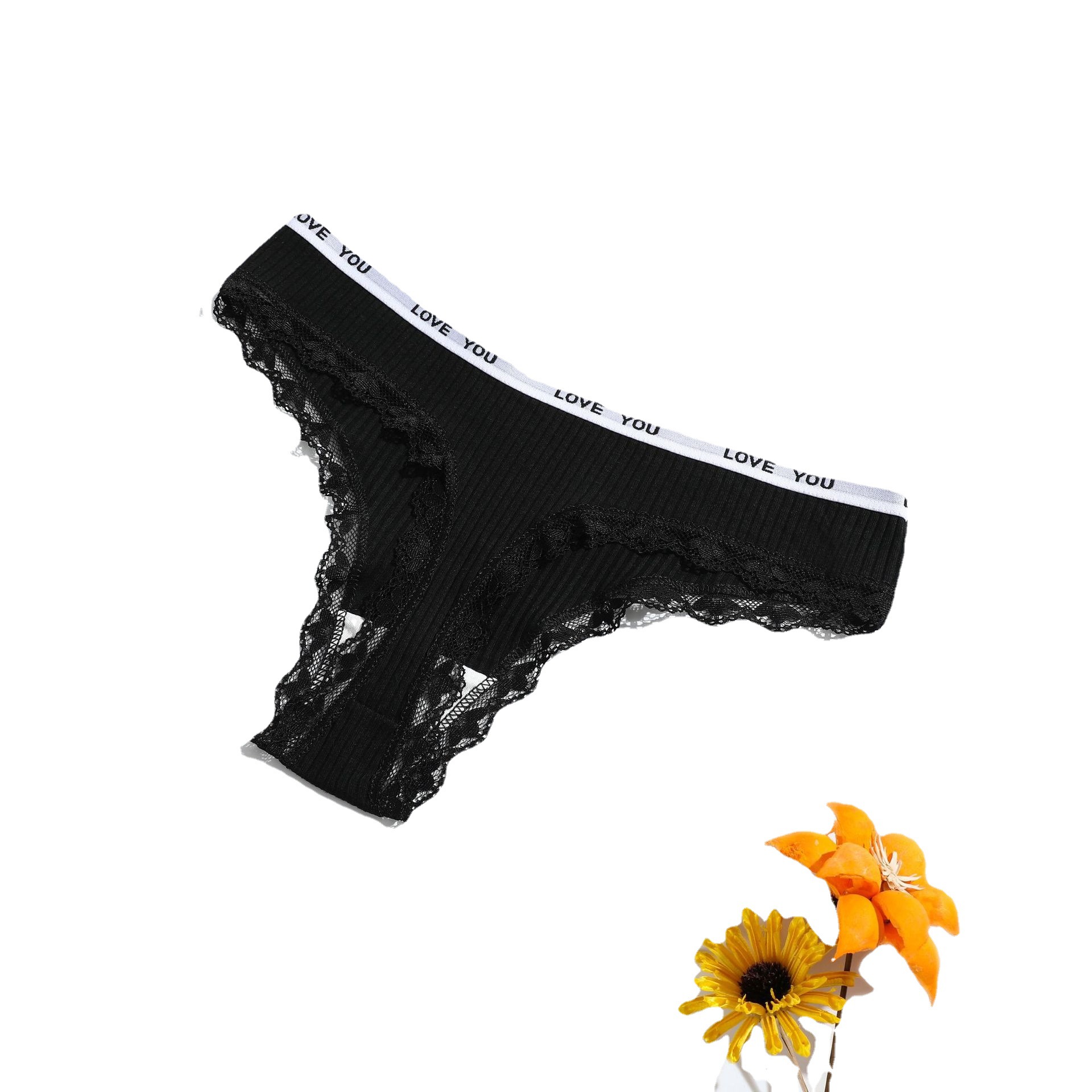 Picture of New ladies cotton thong low waist girls underwear European and American lace women's T-string pants manufacturers wholesale