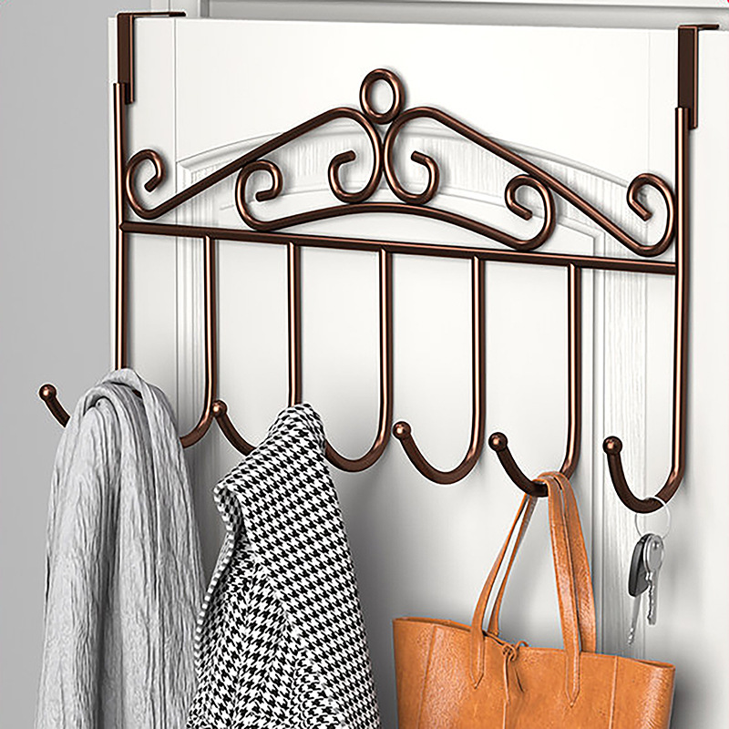 Picture of Creative Wrought Iron Door Back Hook Coat Hood Storage Rack Nail-free Door Back Load-bearing Wrought Iron Hook