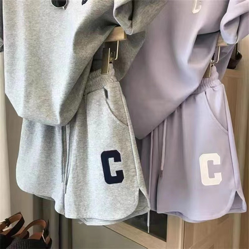 Picture of Original Quality Amazon Korean Style Women's Summer Loose Short-Sleeved T-Shirt Shorts Sports Embroidered Letters Casual Suit