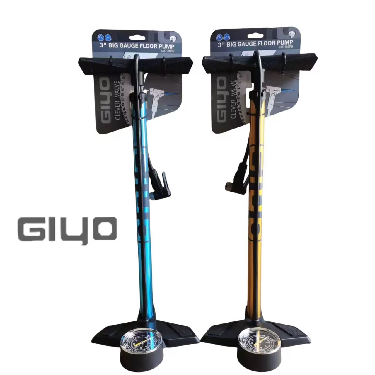 GIYO Bicycle Inflator 55E55P Floor-type American Mouth French Mouth with Barometer Hose Electric Vehicle Inflator
