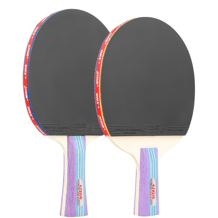 Picture of Red Double Happiness Table Tennis Racket I-Type Beginner Student Special Entry-Level Finished Racket Double Racket Straight Racket Horizontal Racket Portable