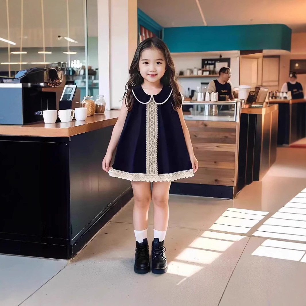 Sleeveless dress lace princess dress new lace children's summer children's clothing girls French skirt vest skirt