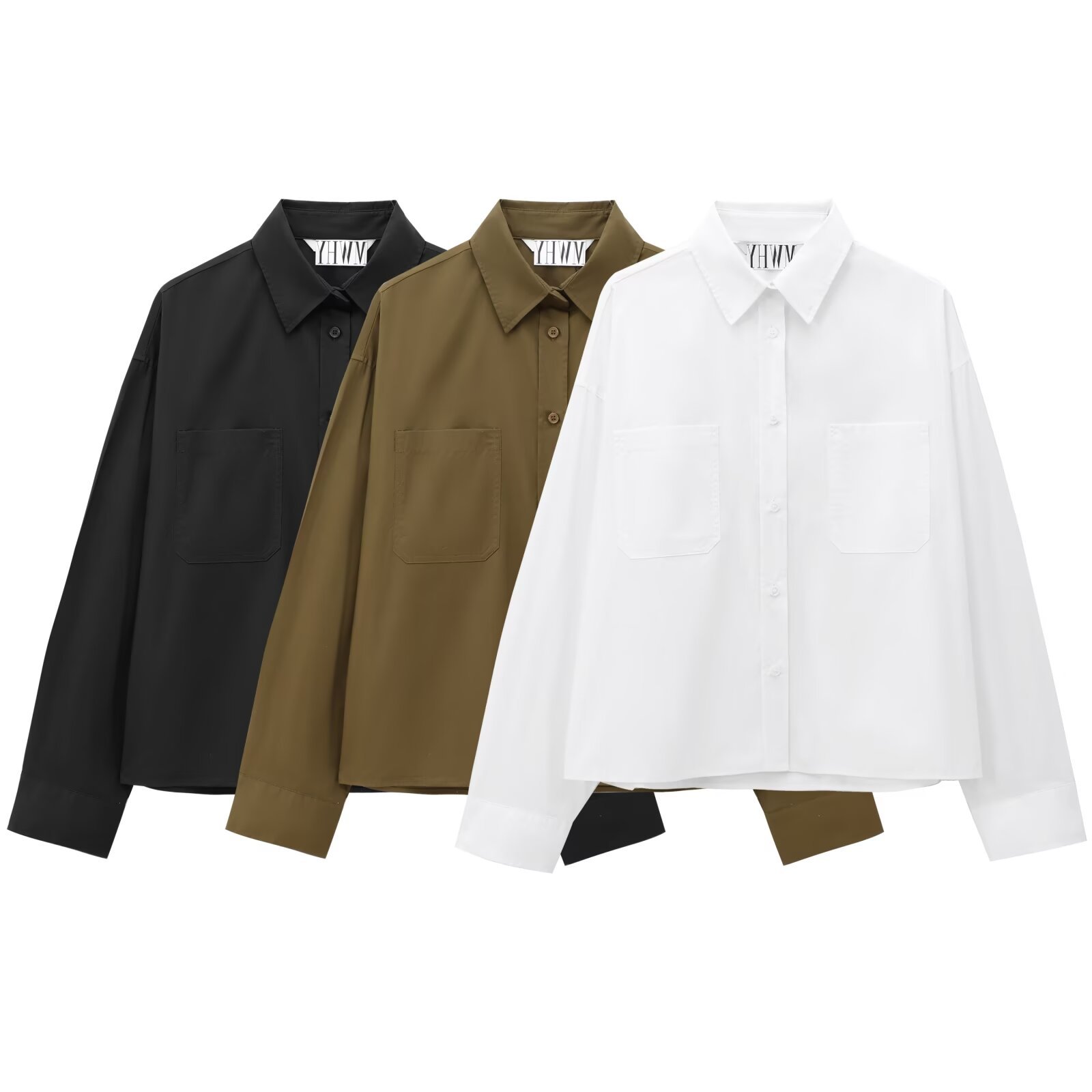 ZA cross-border women's clothing wholesale European and American style fashion simple lapel single-breasted poplin long sleeve shirt 4786283