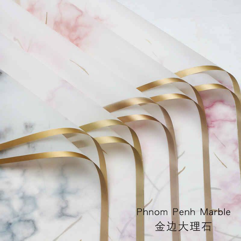 Huaxi Cross-border Foreign Trade Phnom Penh Marble Paper Fog Paper Waterproof Korean Plain Paper Flower Shop Flower Shop Flower Wrapping Paper