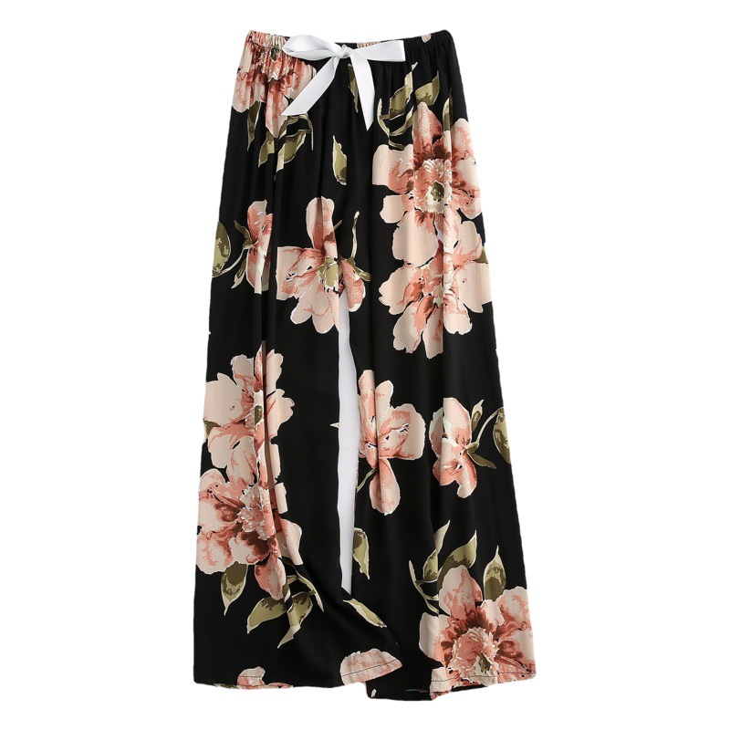 Cotton Silk Pajama Pants Women's Wide Leg Pants Amazon Foreign Trade Summer New Large Size Loose Pregnant Women's Outer Wearing Pants