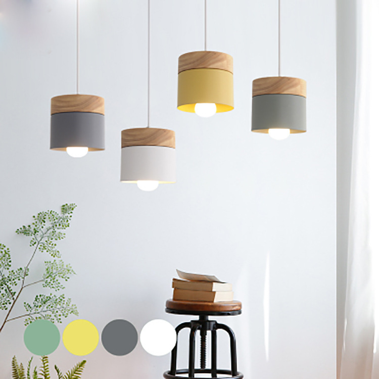 Cross-border Nordic Simple Wooden Art Bedside Small Chandelier Creative Personality Restaurant Bar Dessert Shop Macaron Chandelier