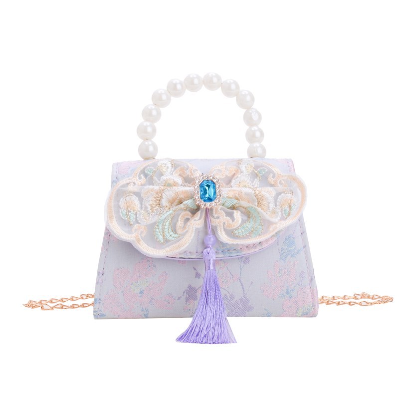 Picture of Hot Selling Children Shoulder Bag Exquisite Antique Little Girl Coin Purse Cute Princess Outdoor Casual Pearl Handbag