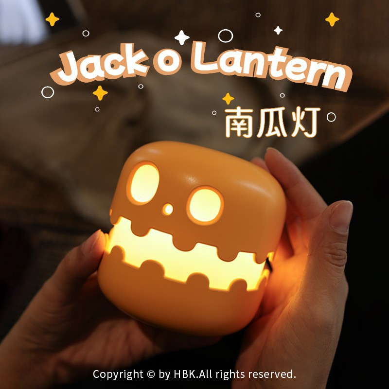 Halloween Pumpkin Head Night Light Decorative Atmosphere Pumpkin Night Light Rechargeable Funny Dormitory Light Bedside Night Light