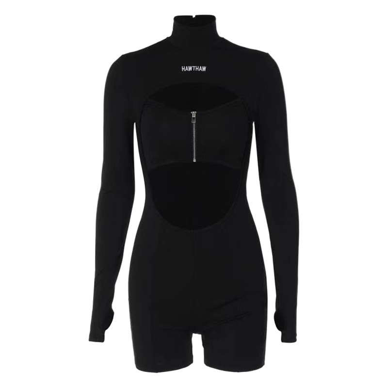 Picture of European and American women's clothing 2024 spring and summer new sexy hollow zipper round neck long sleeve jumpsuit women's cross-border wholesale foreign trade
