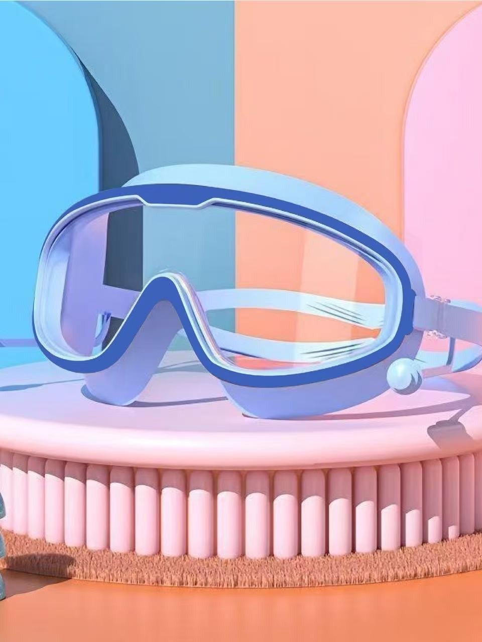 Children's Waterproof and Anti-Fog High-Definition Swimming Goggles for Boys and Girls Swimming Cap Equipment Diving Goggles Large Frame Professional Swimming Eyes
