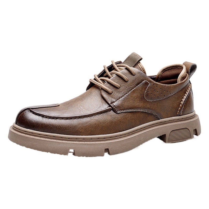 Casual Leather Shoes for Men 2025 Spring Trendyy Korean Style British Style Workwear Sneakers Versatile Low-Top Retro Men's Shoes